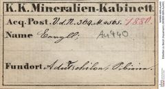 Etiketten zu Beryll (Aquamarin) (NHMW-MIN-Au440)